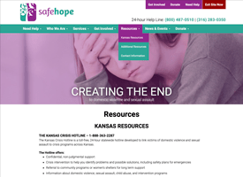 SafeHope website tablet